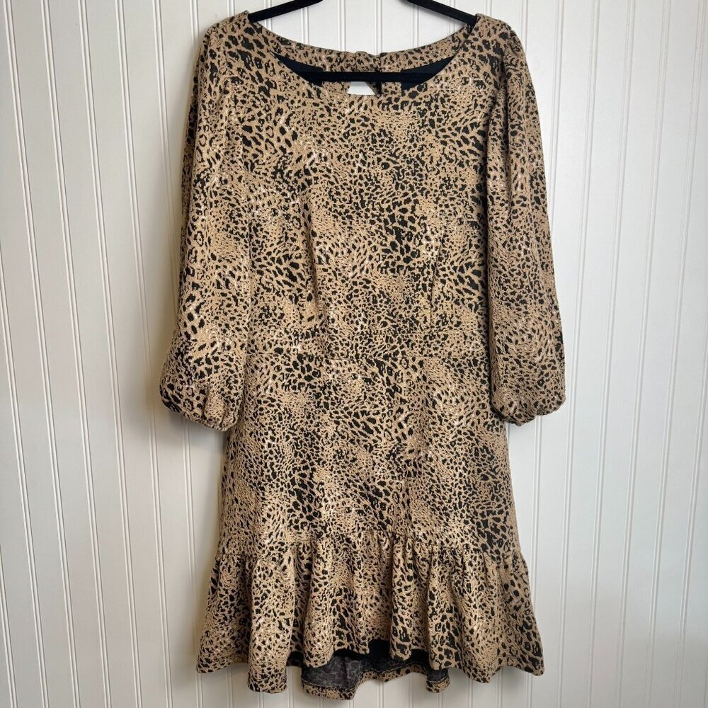 Anthropologie Maeve Animal Print Knit Mini Dress Back Cutout 20W G13